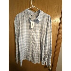Foxcroft Blue Gingham Wrinkle Free Button Down Shirt Womens 22W Business Casual